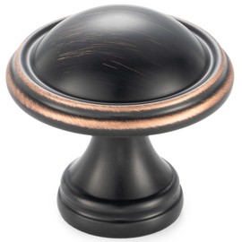KOOFIZO Classical Cabinet Knob - Oil Rubbed Bronze Pull Handle (Dia.32mm / 1.26 Inch), 10-Pack for Kitchen Cupboard Door, Bedroom Dresser Drawer, Bathroom Wardrobe Hardware