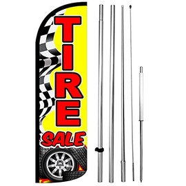 TIRE SALE Windless Swooper Flag Feather Banner Large Sign 15 ft Tall Pole Spike Kit yq19-h