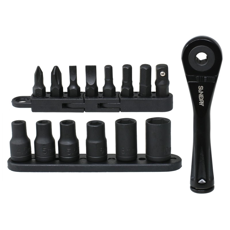 SUNDRY SDR-B02 Mini Ratchet Set, 1/4 inch (6.35 mm) Drive