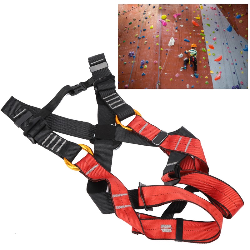 Black Red Polyester Children Full Body Climbing Harness Outdoor Protection