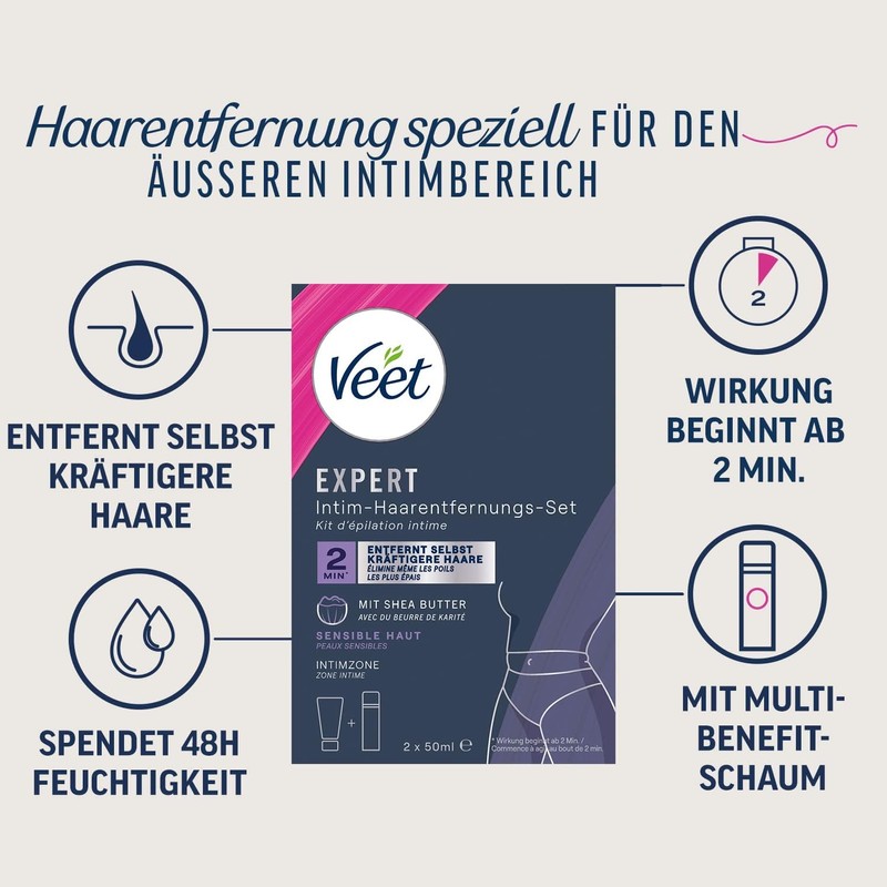 Veet Expert Intimate Hair Removal Kit for Intimate Areas Including