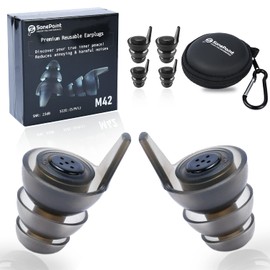 Noise Cancelling Ear Plugs - for Musician, Live Music, Concerts, Work, Sleep, Motorcycles, Airplane, Hearing Protection, Tinnitus and SNR 23dB, Reusable Earplugs with 3 Sizes (S/M/L) and Storage Pouch