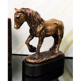 Ebros 8.25" High Rustic Western Clydesdale Tinker Mare Horse Bronze Electroplated Resin Figurine with Museum Display Base for Horses Racing Fans Cowboys Wildlife Lovers Home Decorative Centerpiece
