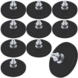 Pack of 10 Neodymium Magnets with M6 Threaded Bolts, 43 mm Round Magnet for Screw-On Rubberised Magnets for Vehicles Lamps Instruments and Devices