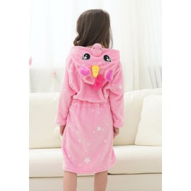 Doctor Unicorn Girls Fleece Hooded Robe Toddler Warm Fuzzy Bathrobe Pink 3-4 Years