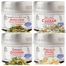 Super Salad Seasonings Collection| 4 Gourmet All Natural Spice Blends | Small Batch, Non GMO | Sustainably Sourced, Super Premium | Artisanal Spice Blends, Marinades, and Rubs | Gustus Vitae