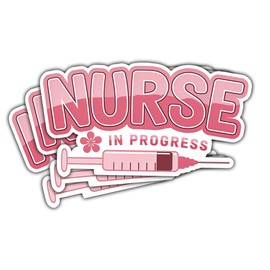 (3Pcs) Nurse in Progress Sticker, Funny Sticker ER RN Medical Healthcare Stickers, Nursing Vinyl Decal, Mental Health Bumper Decals - Stickers for Kindle Laptop Water Bottle Phone Hard Hat 3"