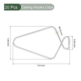 YOKIVE Pack of 20 Ceiling Hook Clamps Stainless Steel Drop Hanger Hanging DIY Decoration Ideal for Home Office Business (Silver 2.4 x 1.26 x 0.63)