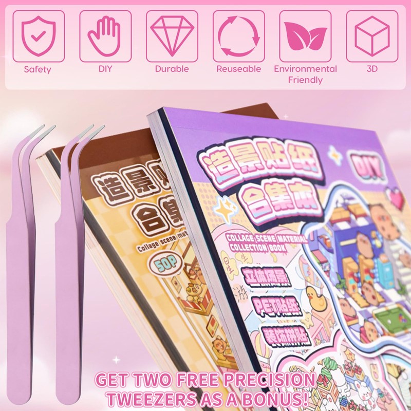 40 Sets DIY 3D House Sticker Scene Kit, Sticker Therapy,
