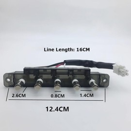 XHSESA Kitchen Range Hood Pushbutton Switch Range Hood Key Board Switch CXW-200-DJ216/DJ103S/DJ105 Replacement for Midea (5 Keys Short Line Switch)