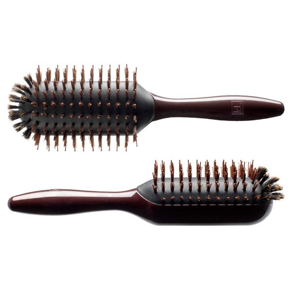 KELLIE LITTLE the groove Elliptic Hairbrush - 'All-In-One' LARGE 9 Row Mixture, Boar/Ionic w/FIRM Synthetic Bristles - Adds Shine, Scalp Massage, Reduces Static & Frizz - Pro Salon Quality