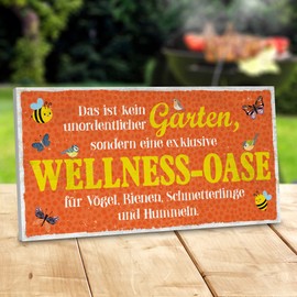 ARTFAVES® Garden Sign – Wellness Oasis for Bees Shabby Chic Vintage Garden Decoration Sign with Saying on the Theme Garden/Hobby Gardener | Size: 30 x 15 cm