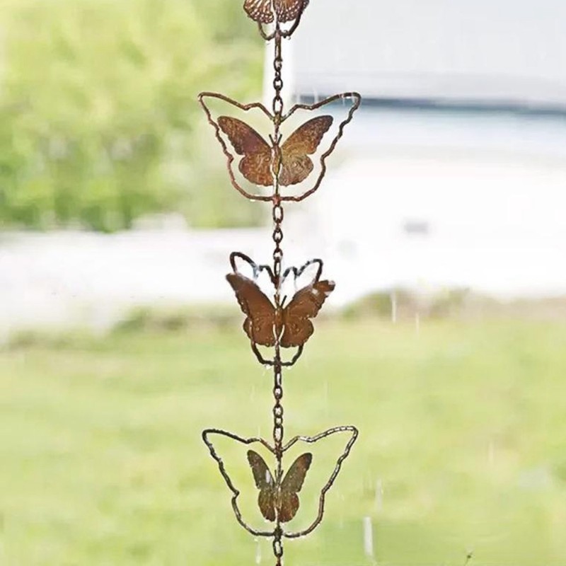 Butterfly Rain Chain Metal Outdoor Decorative Downspout Hanging Drainage Rain