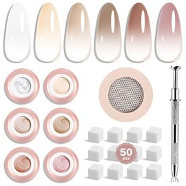 JODSONE 6 Farben Pat Painting Gel Nagellack Set (Schwarz Weiß Rot & Pink) für Farbverlauf Nageldesign Malerei