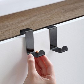 CHFEZOCO Design Z Cabinet Door Hook, Coat Hook for Cabinet Door, Door Hook, Door Hook, Stainless Steel, Black, 1 Piece