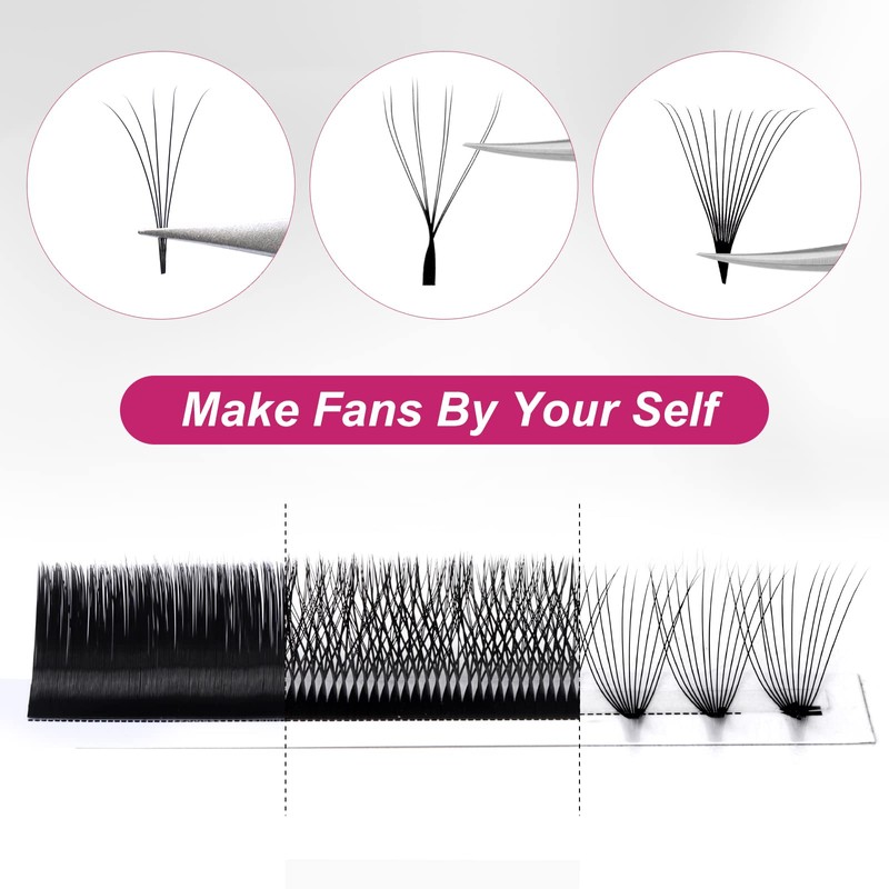 FADVAN 8D W-Shaped Volume Eyelashes, 0.07D Curl, 8-14 mm Mixed