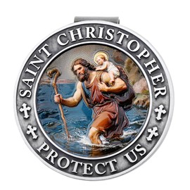 2 Pcs St. Christopher Car Visor Clip, 3D Colorful Saint Christopher Medal for Car, Travel Blessing, Safety Gift, Religious Gift for Family, Friends, and Travelers