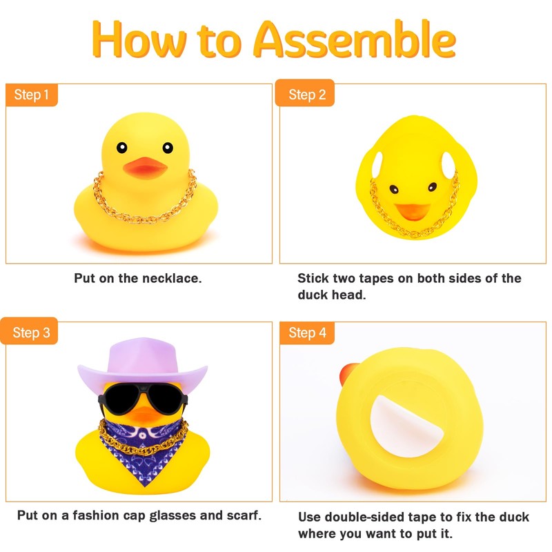 wonuu Car Dashboard Decor Cowboy Hat Rubber Duck, Car Ducks