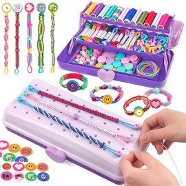 Hewaurorion Friendship Bracelet Making Kit for Girls with Box, Arts and Crafts DIY Bracelets String Maker Kit for Kids Ages 8-12 Christmas Birthday Gifts for Ages 6 7 8 9 10 11 12 Year Old (Purple)