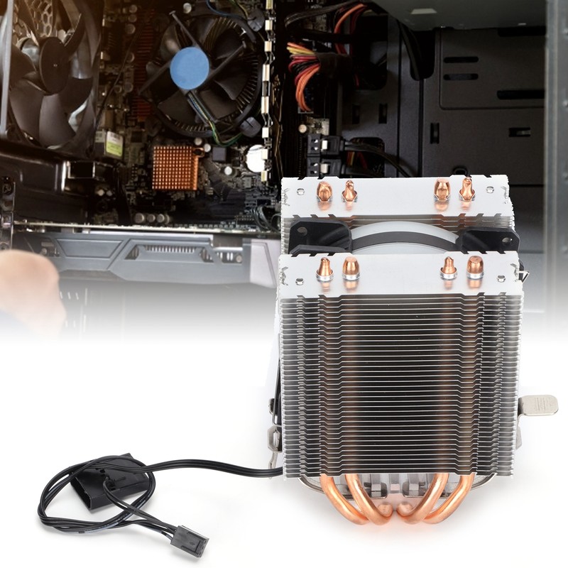 CPU Air Cooler Dual Tower 4 Heatpipes LED Light CPU