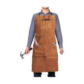 RAParts Woodworking Aprons Welding Thick Leather Apron for Men Big and Tall with Pockets