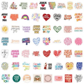 kaensc Jesus Loves You Stickers Pack of 100 for Laptop Children Cars Motorcycle Bicycle Skateboard Luggage Suitcase Computer Car Scrapbook Bible Waterproof Stickers for Children Teenagers Adults