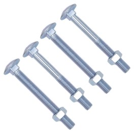 TERF® M10 X 100mm Cup Square Carriage Bolt and Nut M10 (10mm) X 100mm Coach Bolts with Hexagon Nuts - Pack of 4