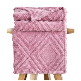 GC GAVENO CAVAILIA Throw Blankets - Fluffy Fleece Blankets For Bed, Couch, Sofa, Settee - Comfortable Thermal, Warm, Cosy Blankets & Throws - Stylish Jacquard Throw (130X180 cm) - Winter Berry