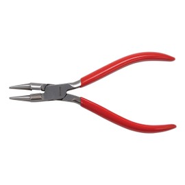 The Beadsmith Platinum Series German Combination Round Nose Pliers and Cutter (Rosary Pliers), 5.5 inches (140mm) with Polished Steel Head, red PVC Comfort Grip Handle, and no Spring