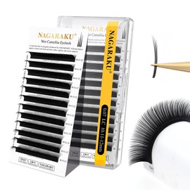 Nagaraku Eyelash Extensions, Matsueku LC Curl That Can Be Over 3D Per Row 0.4 - 0.4 - 0.5 inch (10 - 11 - 12 mm) Mix 12 Rows Seconds Fan Thickness 0.003 inch (0.07 mm), Lightweight, Ultra Fine, High
