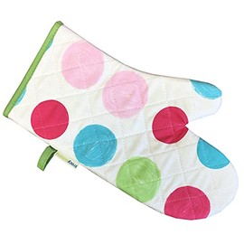 Spots Pattern Quilted Single Oven Glove Kitchen Gauntlet Pot Holder with Hanging Loop