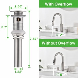 PAKING, Bathroom Faucet, 2 Handles Bathroom Sink Faucet, 3 Holes Centerset Sink Faucet, Lavatory Vanity Faucet with Pop Up Drain, Brushed Nickel, PB1054