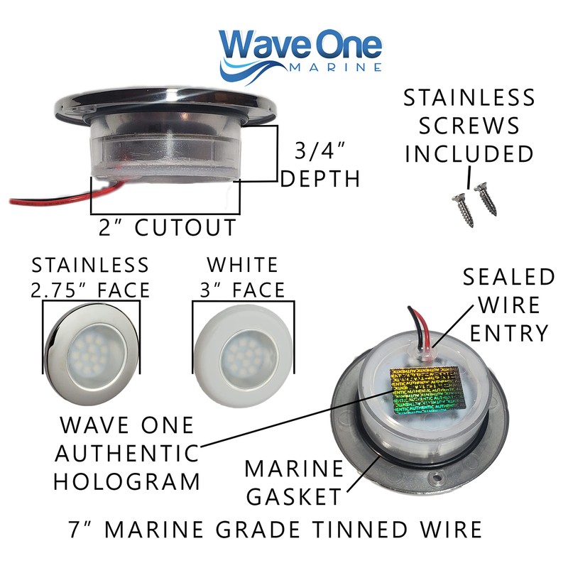 Wave One Marine FLUSH Mount 2.75" RGBW Internal Driver LED