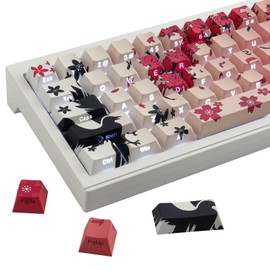 JakeTsai Keycaps,136 Keys Dye Sublimation Cherry Profile Keycaps Side Engraved Transparent Pbt Keycap Set for Cherry MX Switches ASIN/ISO Layout Mechanical Keyboards