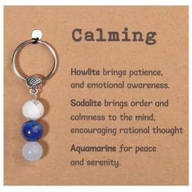 Drogomen Calming Gifts for Women Anxiety, Natural Healing Crystal Keychain Gift for Calming & Relaxing Stress Anxiety Relief Items Birthday Christmas Gifts for Women Men