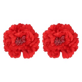 PATIKIL Flower Curtain Tiebacks, 2 Pcs Artificial Floral Curtain Tie Clips, Modern Curtain Holder Buckles, Window Drapery Decorative Clips for Home, Room, Office, Red