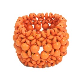 ChungLong0593 Bohemian Multicolor Bracelet Wooden Thick Coconut Shell Bracelet Natural Wood Beads Women's Stretch Bracelet - Coconut Shell Orange