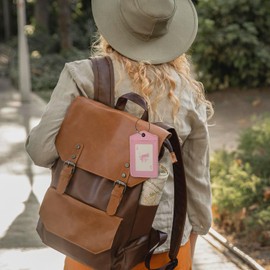 Yetmadi Coquette Pink Bow Ace Card Luggage Tag, Preppy Pink Luggage Tags for Suitcases, Coquette Preppy Stuff, Teen Girls Gifts, Privacy Protection PU Leather Travel Name Tags Identifiers for Luggage