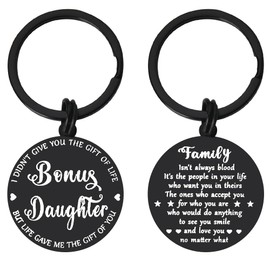 Stepdaughter Wedding Birthday Gifts from Stepmom Stepdad Bonus Daughter Keychain Gifts for Step Daughter Graduation Gifts Keychain for Daughter In Law Gifts for Wedding Day Keychains