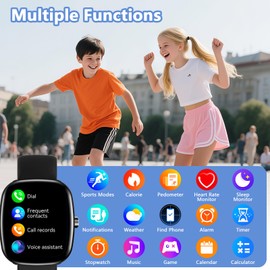 Kids Smart Watch for Boys Girls, Fitness Watch with Pedometer, 100 Sport Modes, IP67 Waterproof, Puzzle Games, Heart Rate Sleep Monitor, Alarm Clock, Kids Gifts for Boys Girls Teens 6+ (Black)