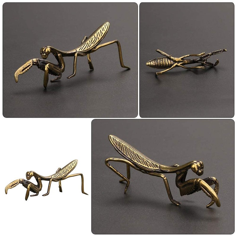 Metal Mantis Brass Praying Mantis Mini Fairy Garden Animal Figurines