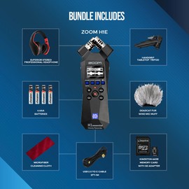 Zoom H1essential Stereo Handy Recorder – H1 Essential (H1E) Portable Audio Recorder 32 Bit Float, USB & X/Y Microphone - 64GB SD, Tripod, Headphone w/Mic & More for Musicians Vloggers Filmmakers