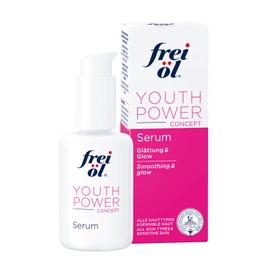 frei öl Youth Power Concept Serum - Smooths & Strengthens the Elasticity of the Skin, with Hyaluron, Red Algae, Camellia Oil and Vitamin E, Vegan & Dermatologically Tested, 30 ml