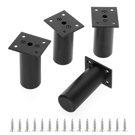 Sumnacon 4Pcs 4 Inch Aluminum Alloy Furniture Cabinet Legs - Adjustable Replacement Legs for Worktop/Unit/Breakfast Bar/Desk Table Black