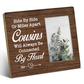TSUYAWU Cousins Gifts for Women Men, Birthday Gifts for Cousins, Rustic Cousins Wood Picture Frame 8 x 10 Inch Tabletop and Wall Mounting (Display Photo 4 x 6 Inch)