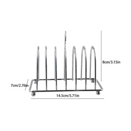 1PC Rectangle 6 Slice Slot Toast Rack Holder, Stainless Steel Bread Display Stand Dish Rack, Bread Cooling Cooling Holder with Ball Feet