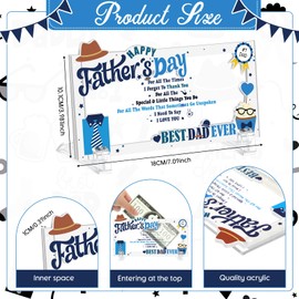 Yuntau Father's Day Money Holders for Cash Gift Acrylic Money Box Currency Holder with Transparent Bracket for Father Dad Cash Organizer Party Present(Blue Style)
