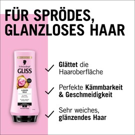 Gliss Liquid Silk Conditioner (200 ml), Hair Conditioner with Ceramide & Silk Intensively Nourishes Brittle and Dull Hair, Conditioner for Hair Like Silk