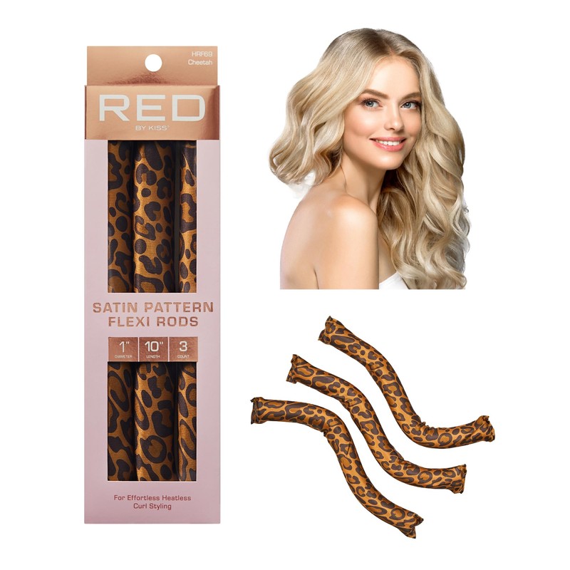 RED by Kiss Satin Pattern Flexi Rods, Heatless Curling Rods,