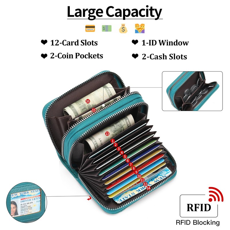 SENDEFN Women's Credit Card Holder, Small Card Holder, Cash Coin
